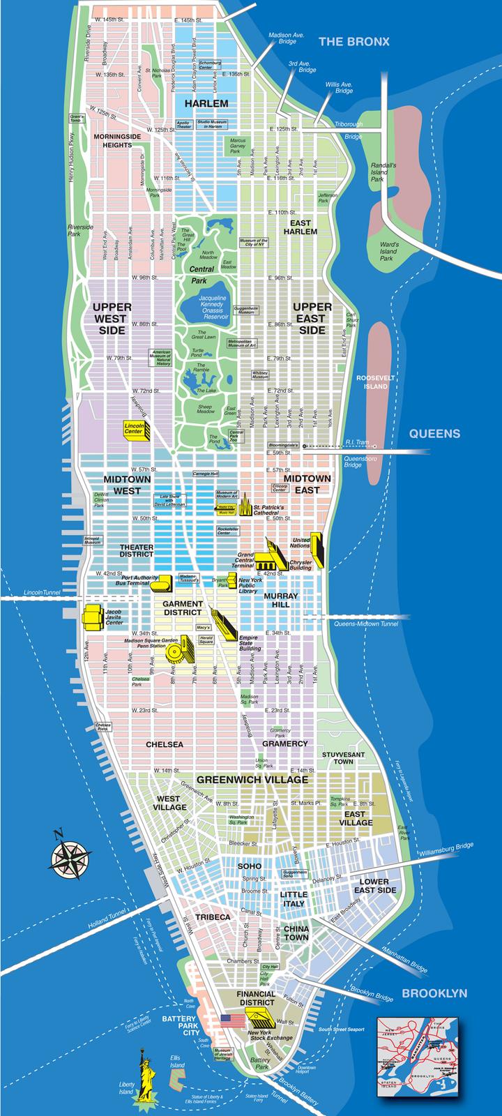 Manhattan avenues map Map of avenues in Manhattan (New York USA)