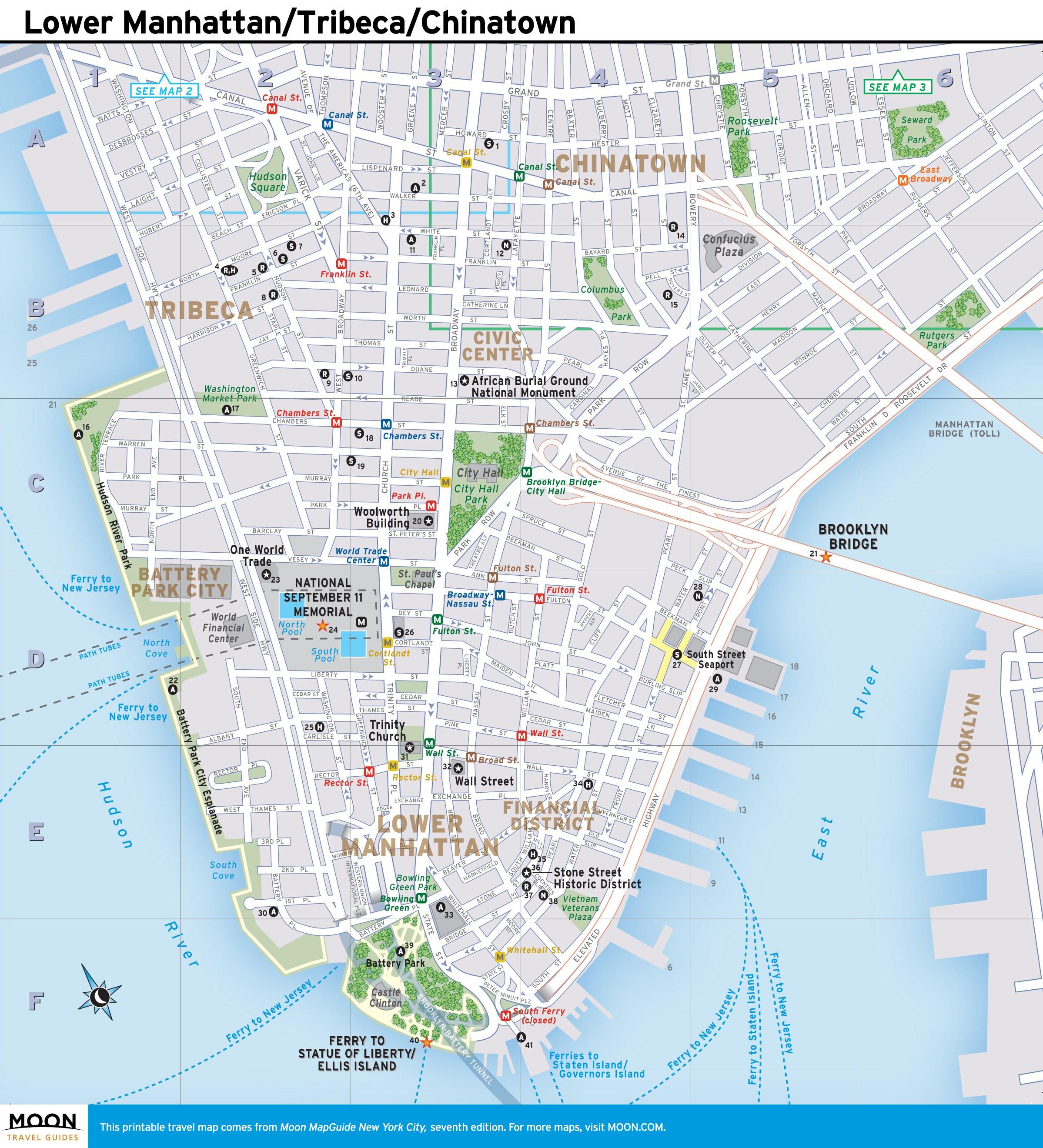 Map Of Lower Manhattan Map Of Lower Manhattan Ny New York Usa