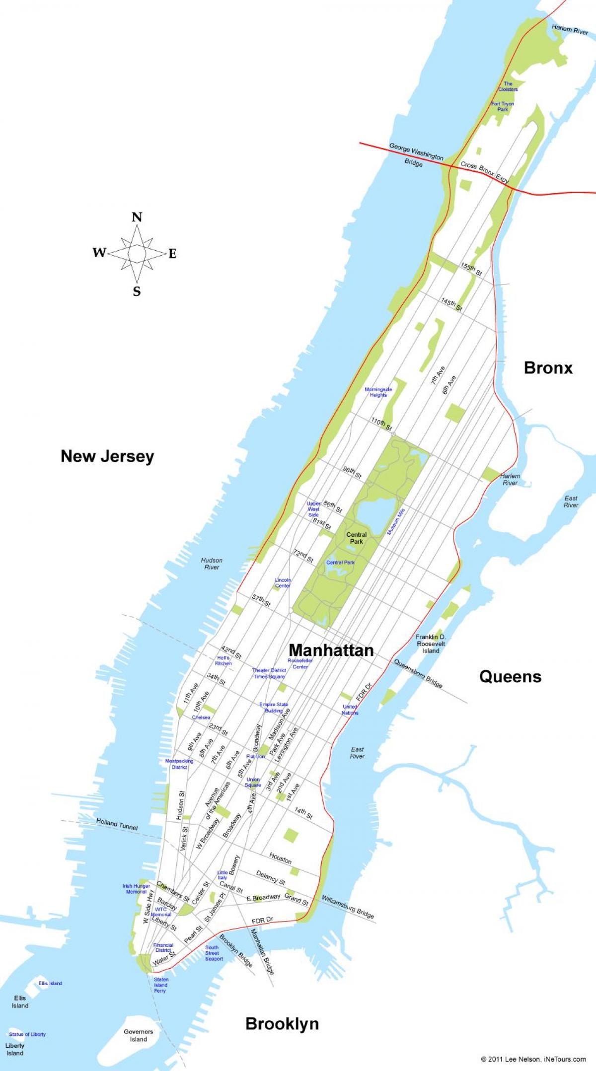 map of Manhattan island New York
