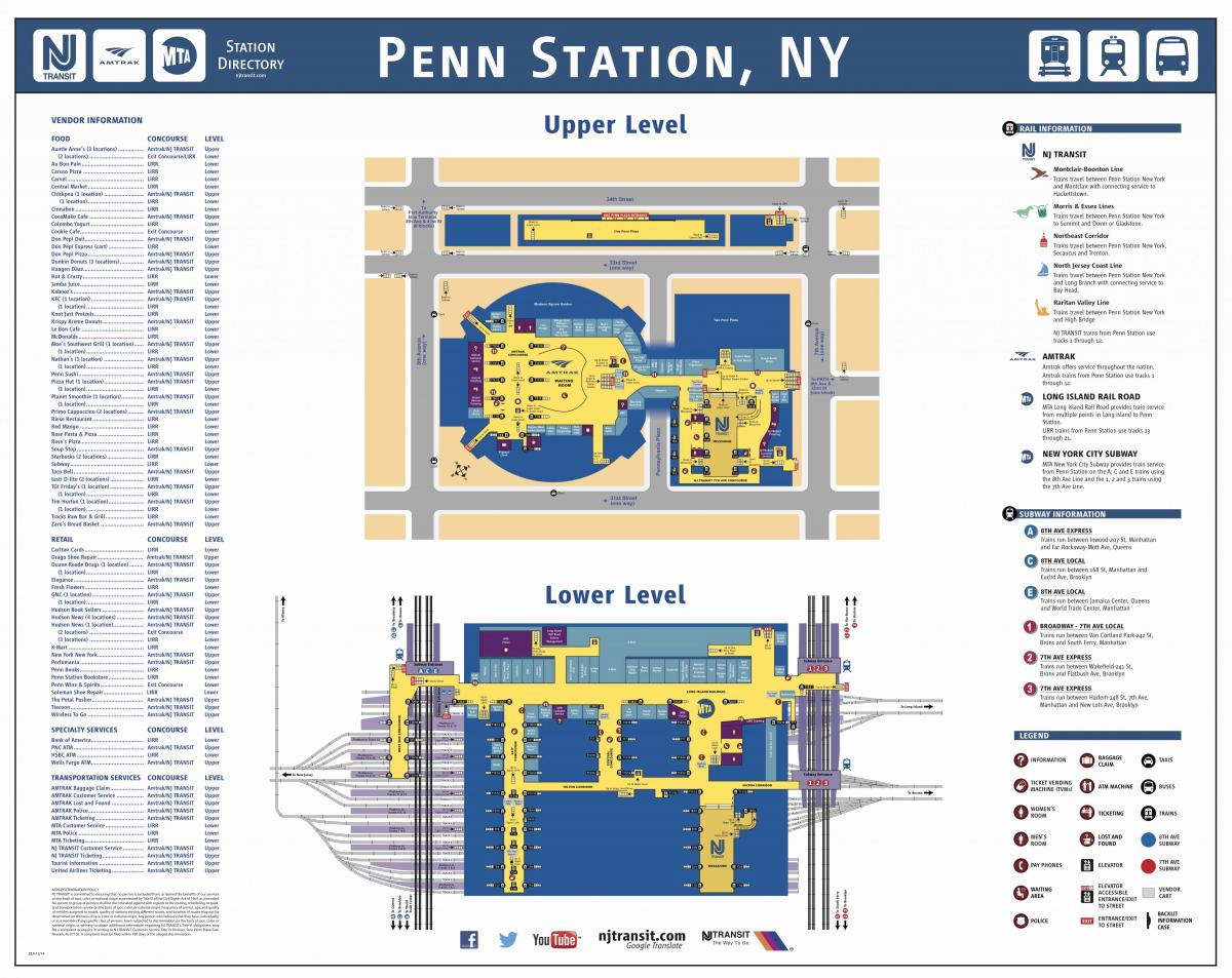 Penn station map Penn station Manhattan map (New York USA)