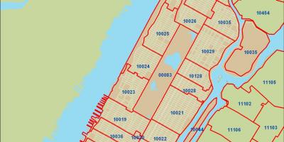 Manhattan zip code map - NYC zip code map Manhattan (New York - USA)