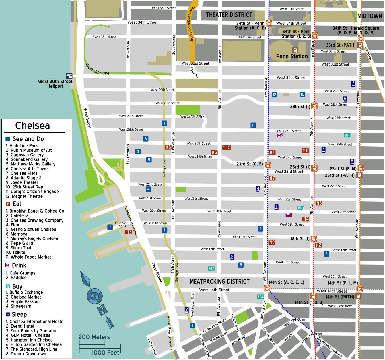Chelsea Manhattan Map Map Of Chelsea Manhattan New York Usa