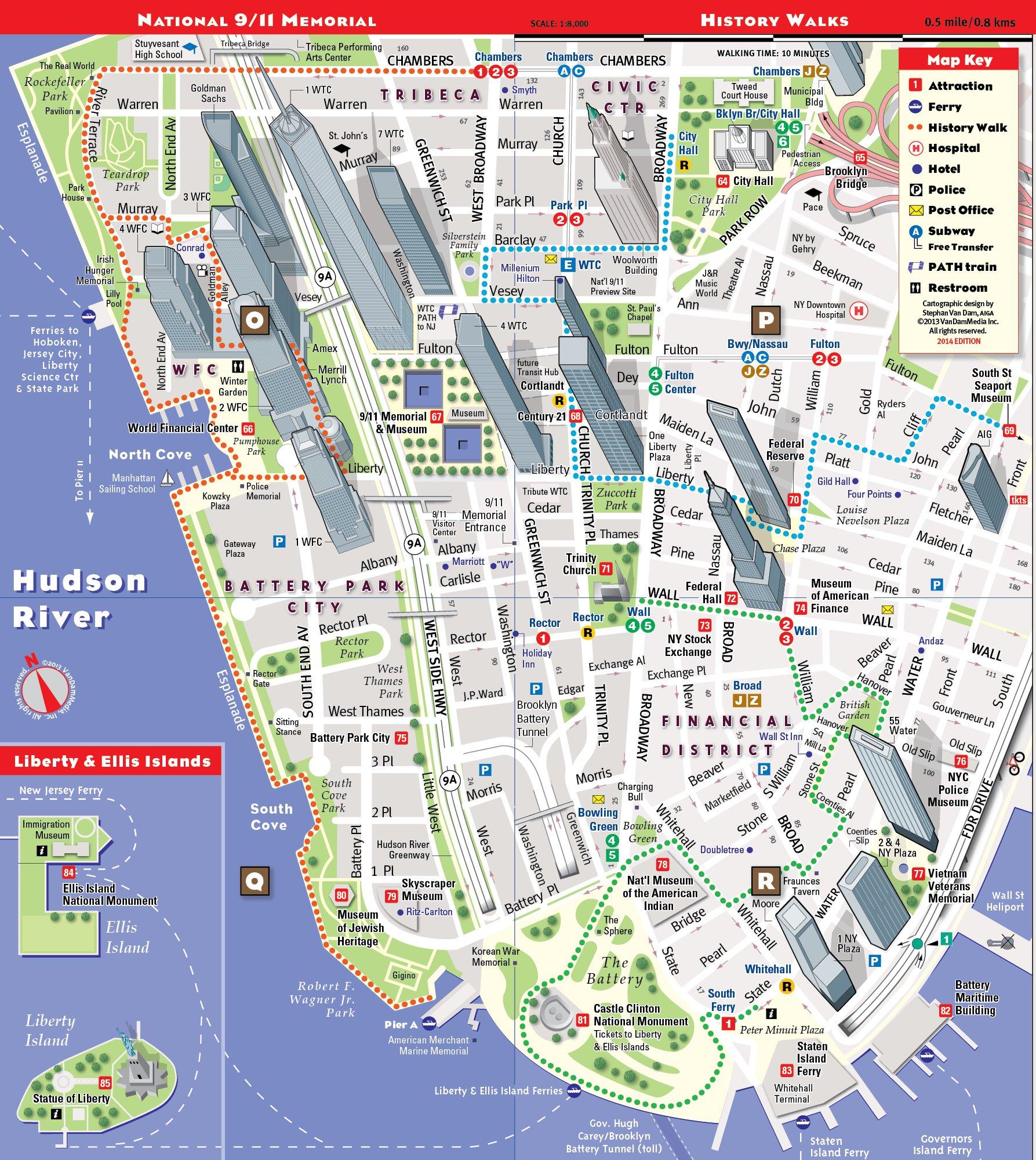 Lower Manhattan Sightseeing Map 