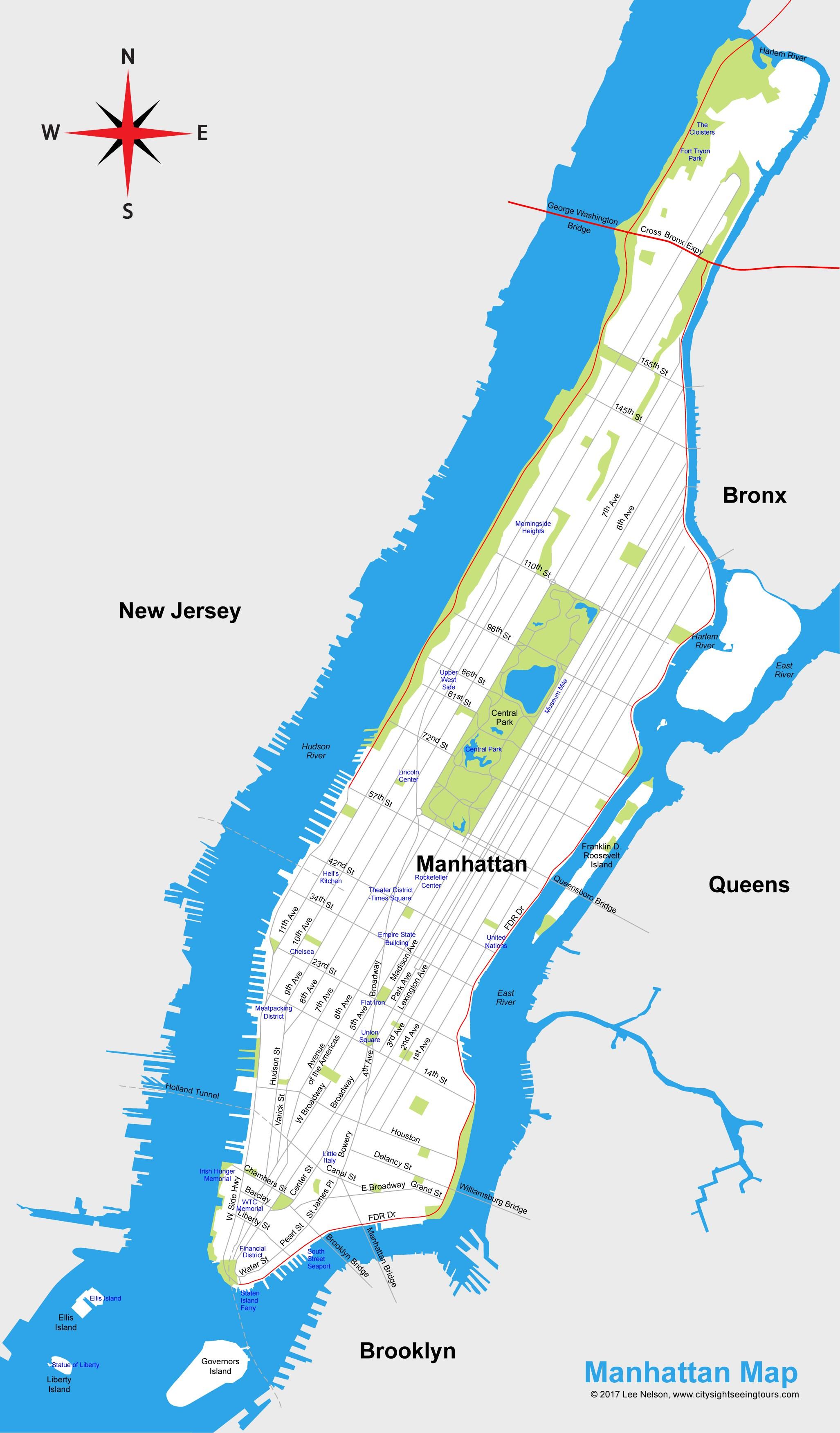 Manhattan city map Manhattan city map printable (New York USA)