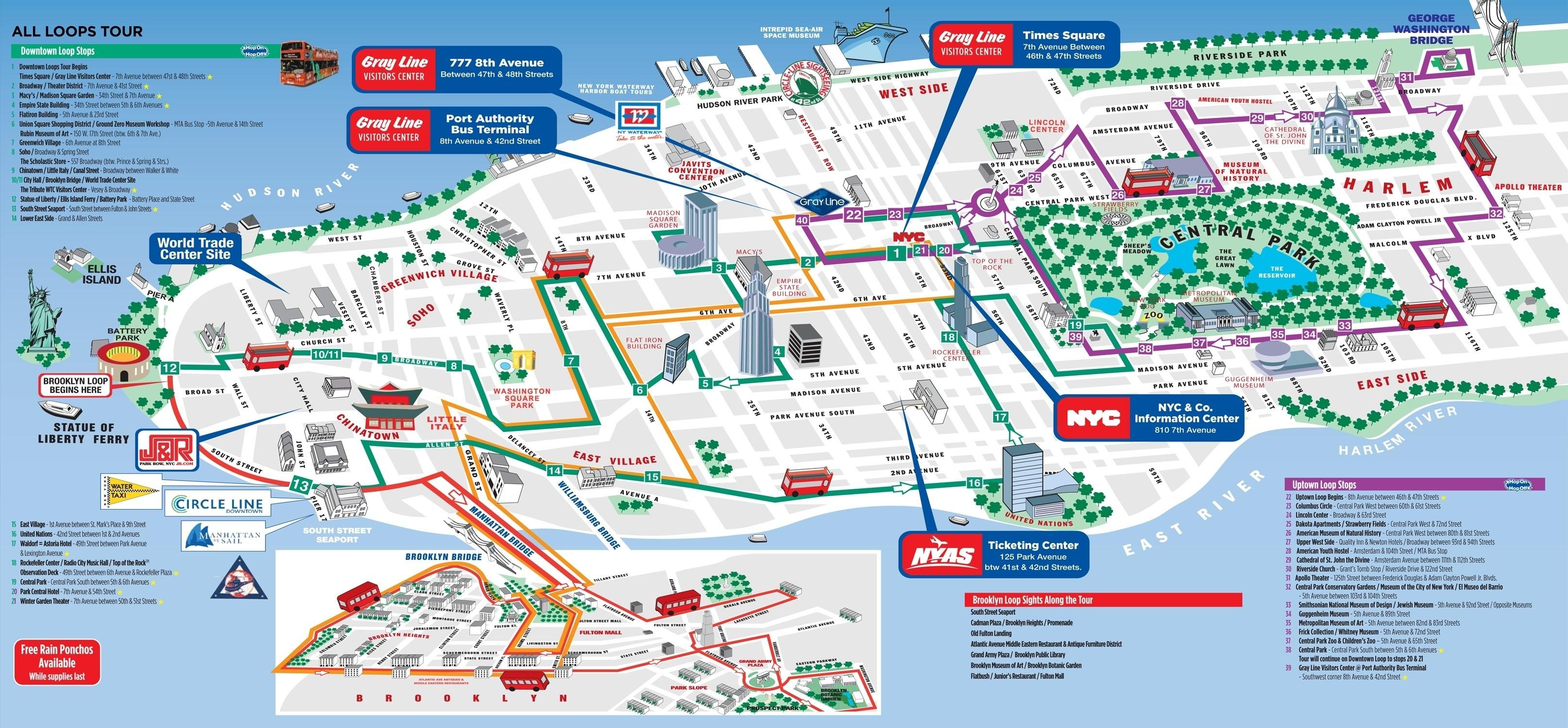 walking with map of new york city attractions