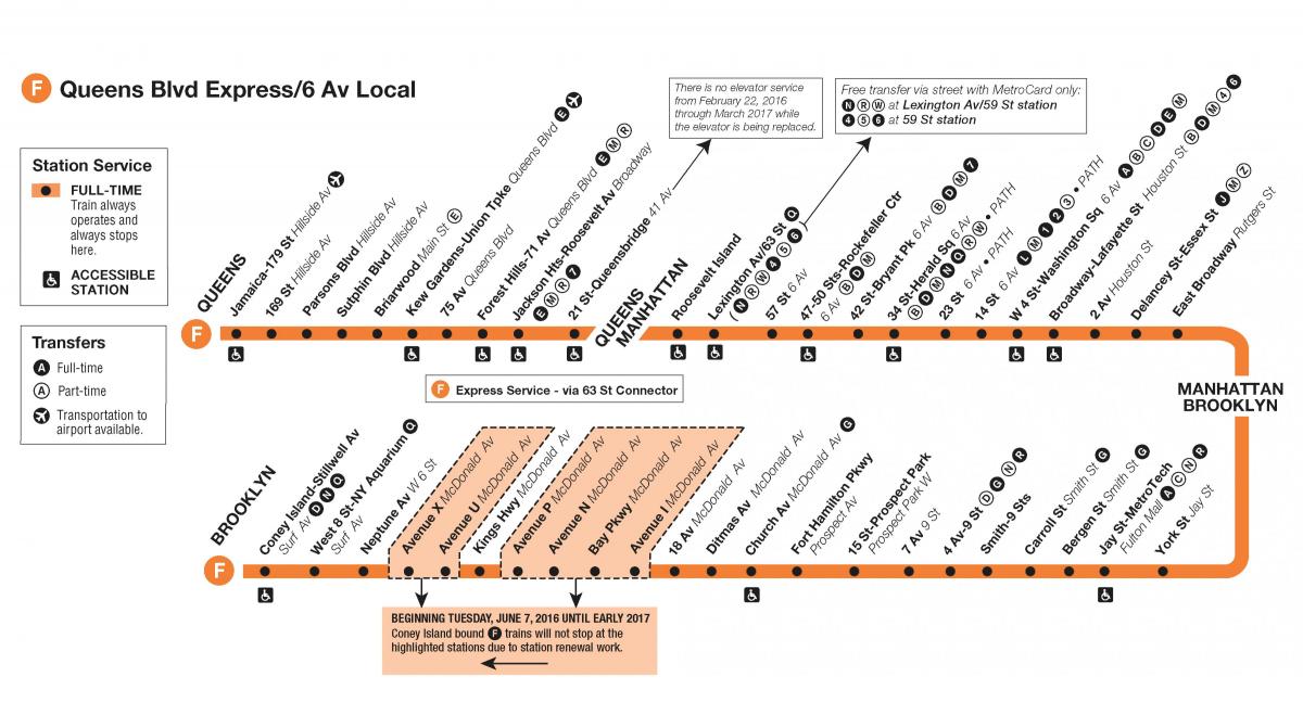 f train map Manhattan