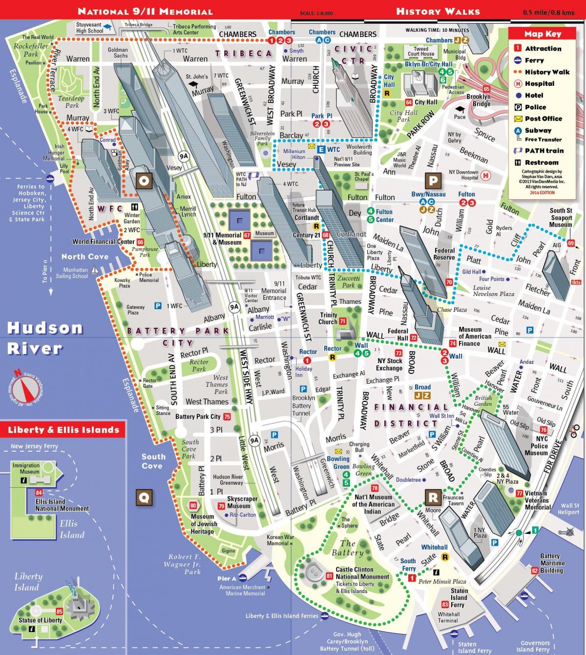 lower Manhattan tourist map