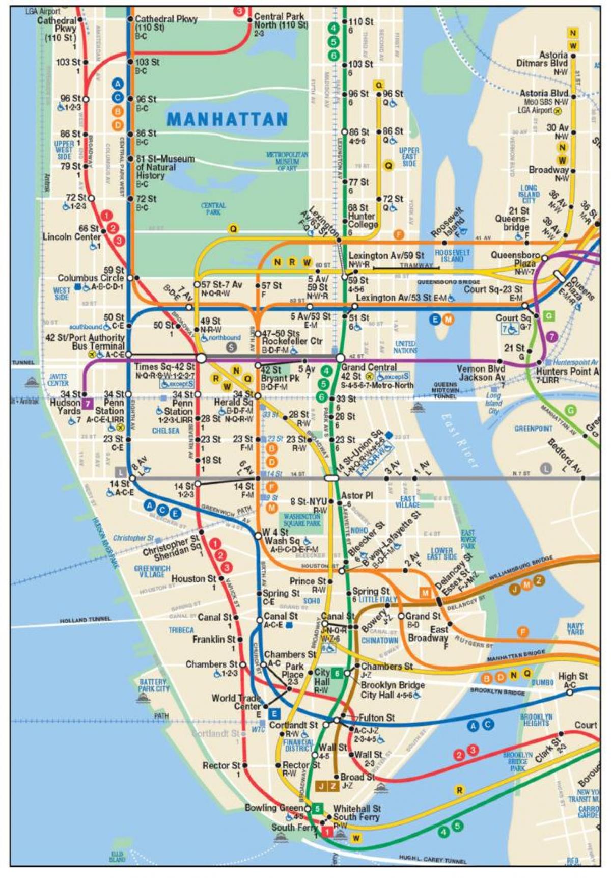 map of lower Manhattan subway