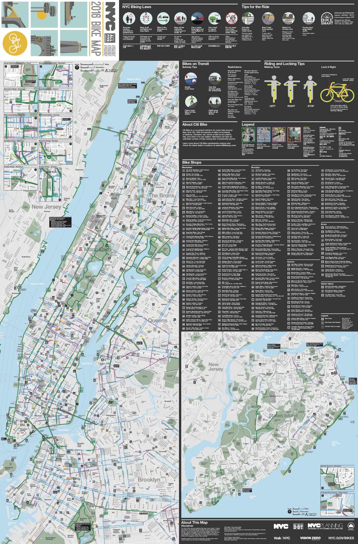 Manhattan cycling map