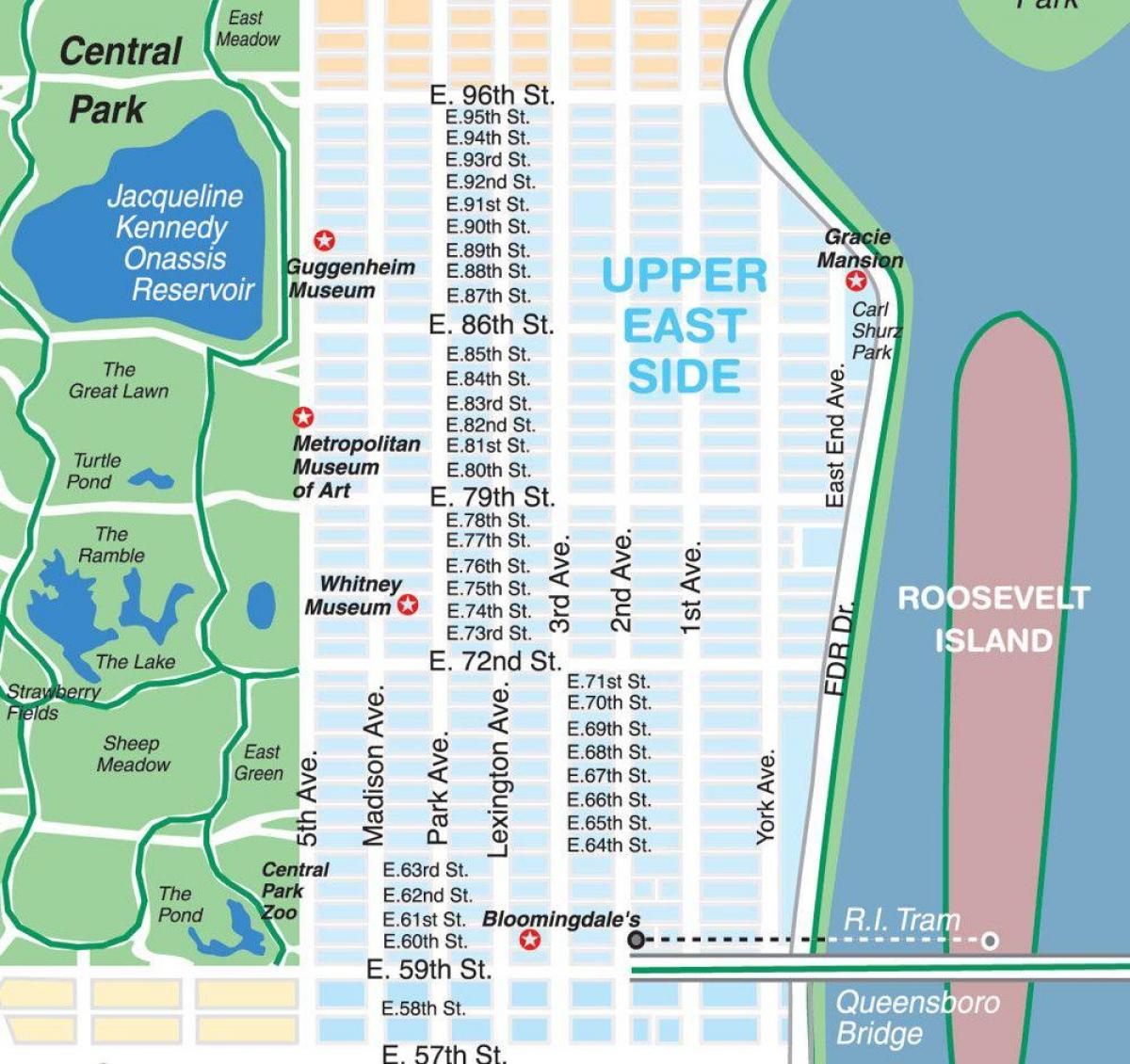 map of upper east side Manhattan
