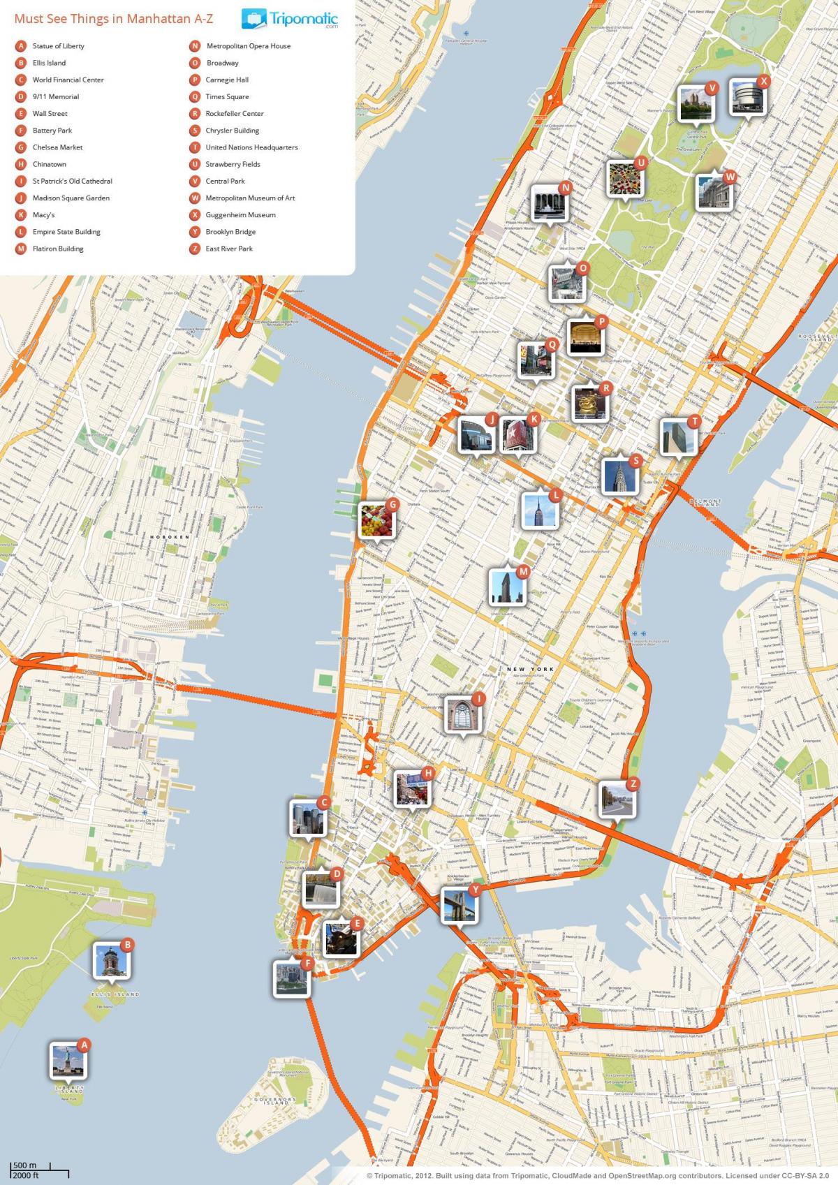 map of Manhattan with points of interest