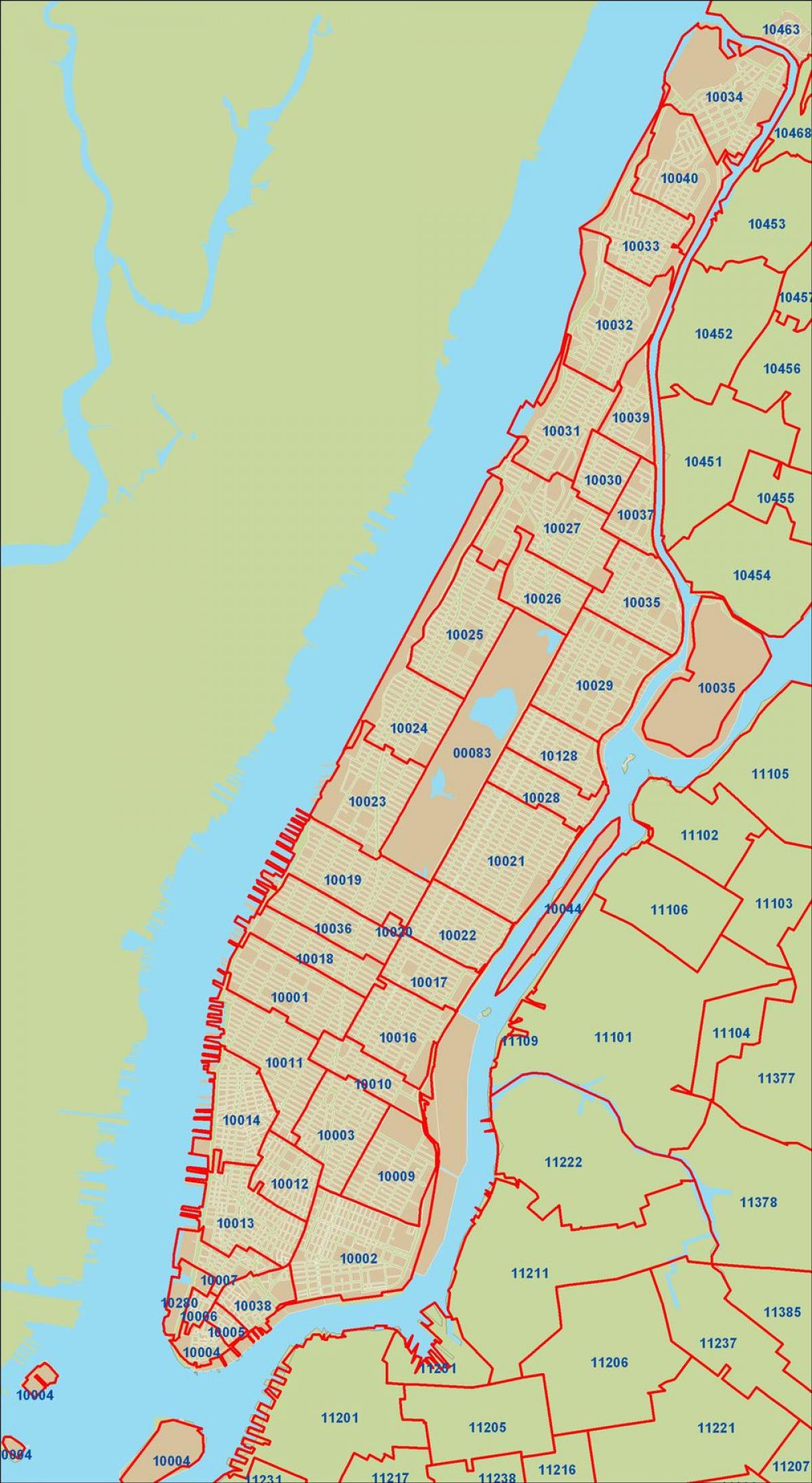 Manhattan Zip Code Map NYC Zip Code Map Manhattan New York USA   Manhattan Zip Code Map 