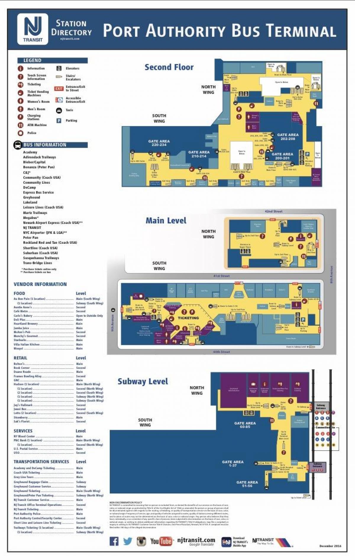 Ny Port Authority Bus Terminal Map Port authority bus terminal map   Port authority bus route map 