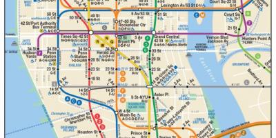 Map of lower Manhattan subway