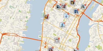 Map of Manhattan showing tourist attractions