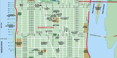 Detailed map of Manhattan